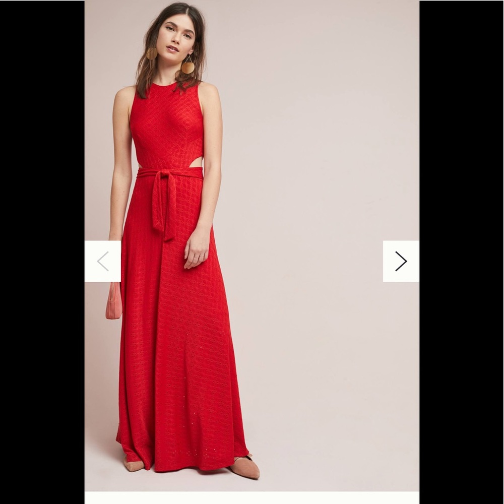 Anthropologie Hutch Cutout Maxi Dress in Red NWT